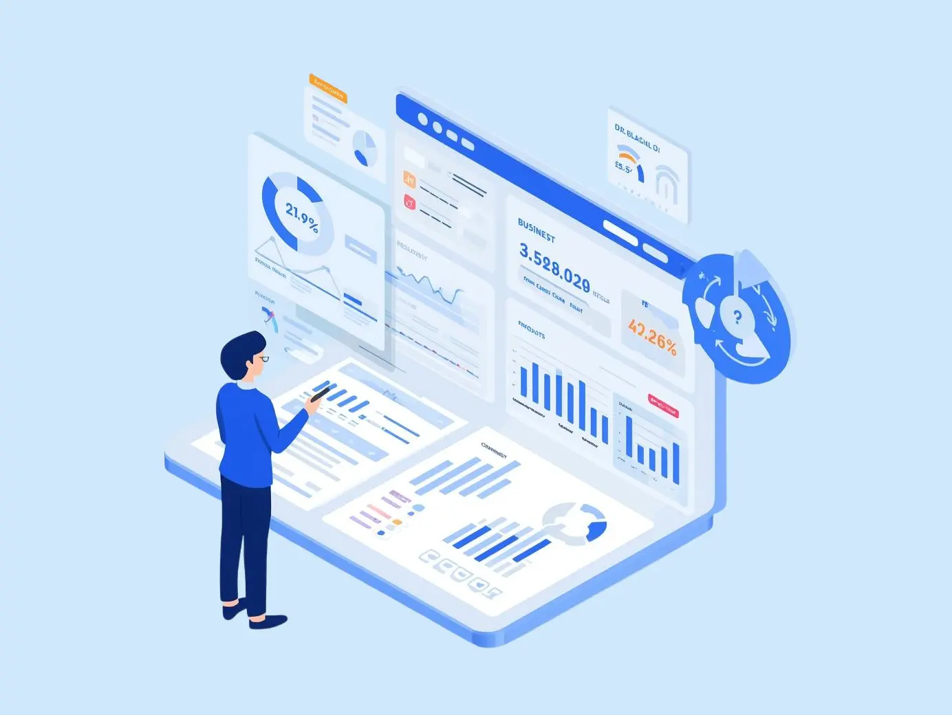 Real-time business analytics dashboard showing booking statistics, revenue tracking, and business performance metrics for strategic planning